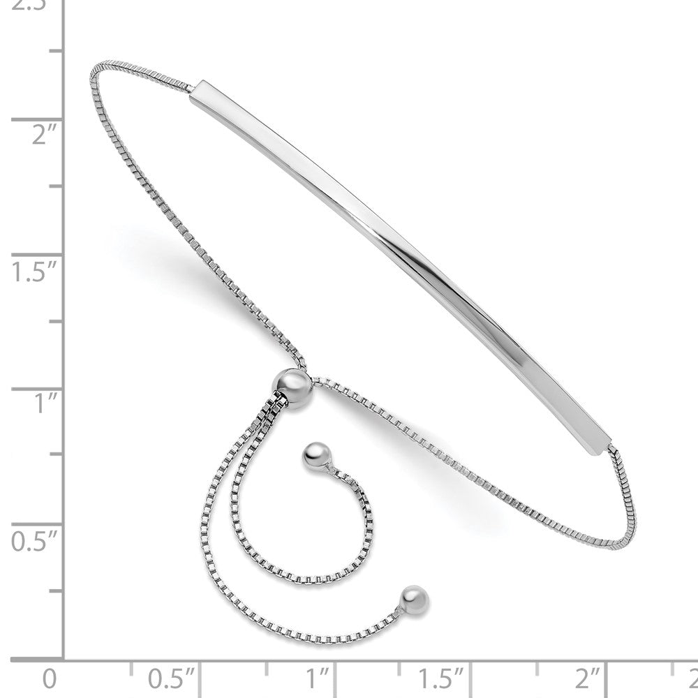 Sterling Silver Rhodium-plated Adjustable Bar Bracelet - Product Photo