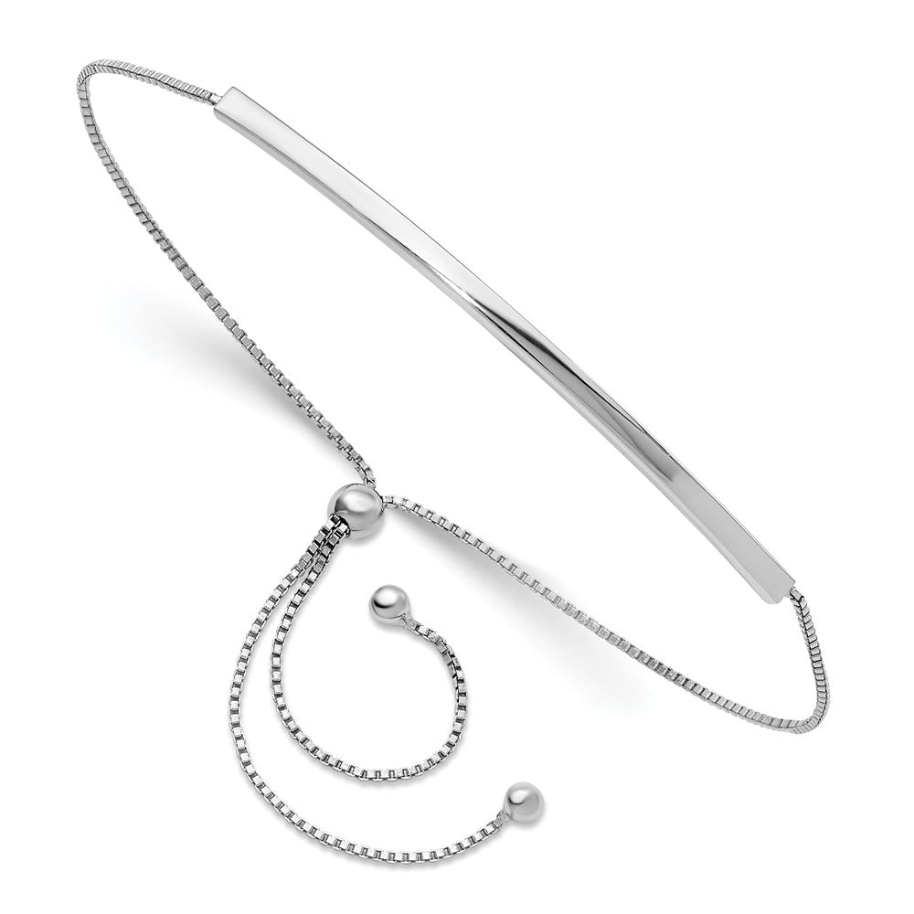Sterling Silver Rhodium-plated Adjustable Bar Bracelet - Product Photo