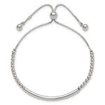Sterling Silver Polished Bar Beaded Adjustable Bracelet - Product Photo