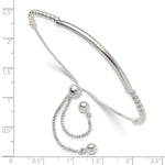 Sterling Silver Polished Bar Beaded Adjustable Bracelet - Product Photo
