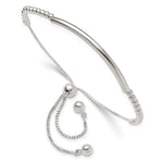 Sterling Silver Polished Bar Beaded Adjustable Bracelet - Product Photo