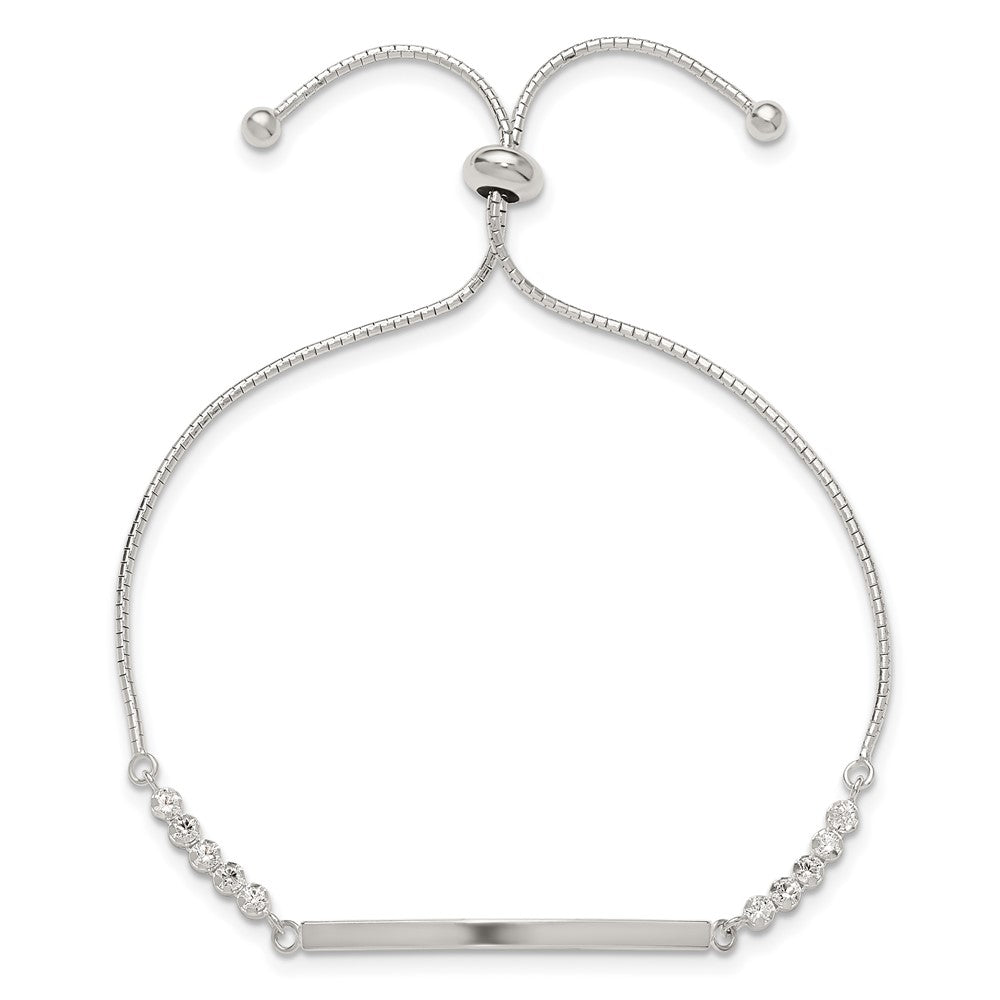 Sterling Silver with CZ Adjustable ID Bracelet - Product Photo