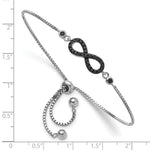 Sterling Silver Rhodium-plated Black Spinel Infinity Symbol Adjustable Brac - Product Photo