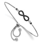 Sterling Silver Rhodium-plated Black Spinel Infinity Symbol Adjustable Brac - Product Photo