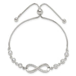 Sterling Silver Polished CZ Infinity Adjustable Bracelet - Product Photo