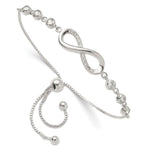 Sterling Silver Polished CZ Infinity Adjustable Bracelet - Product Photo