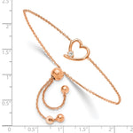 Sterling Silver Rose Gold-plated Open Heart with CZ Adjustable Bracelet - Product Photo