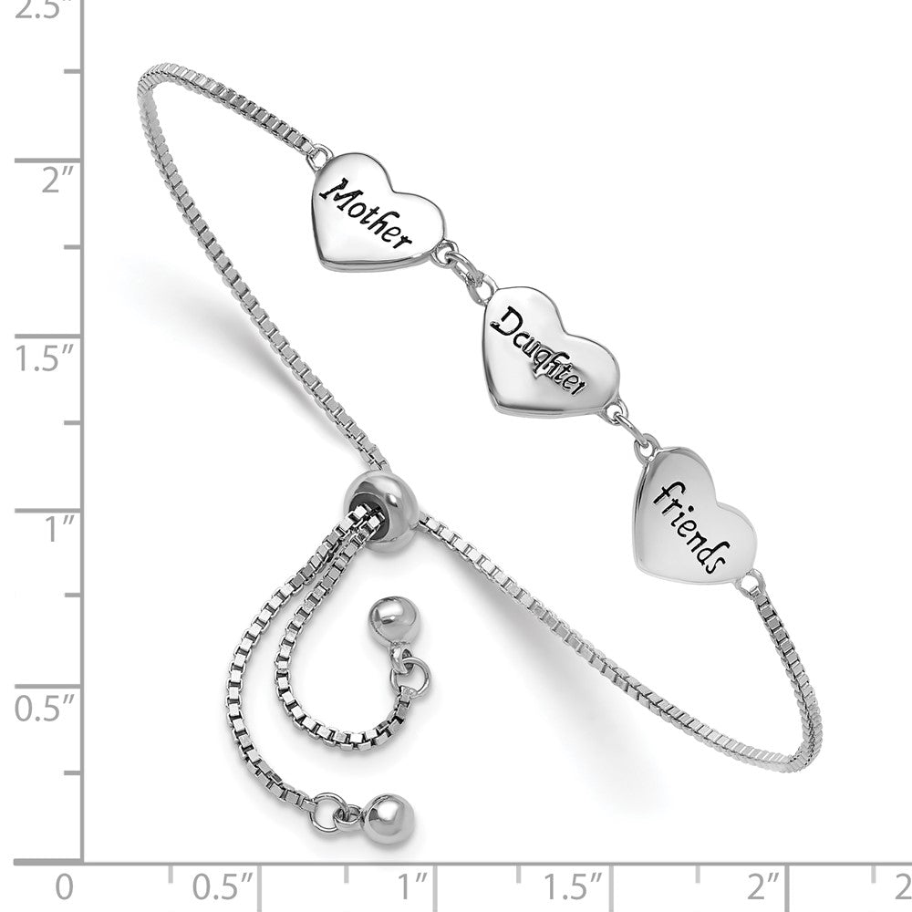 Sterling Silver RH-plated Enamel MOTHER/DAUGHTER/FRIENDS Bracelet - Product Photo