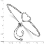 Sterling Silver Rhodium-plated CZ Heart Adjustable Bracelet - Product Photo