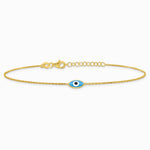 Sterling Silver Gold-plated Enamel Evil Eye 9in Plus 1in ext. Anklet - Product Photo