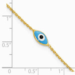 Sterling Silver Gold-plated Enamel Evil Eye 9in Plus 1in ext. Anklet - Product Photo