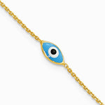 Sterling Silver Gold-plated Enamel Evil Eye 9in Plus 1in ext. Anklet - Product Photo