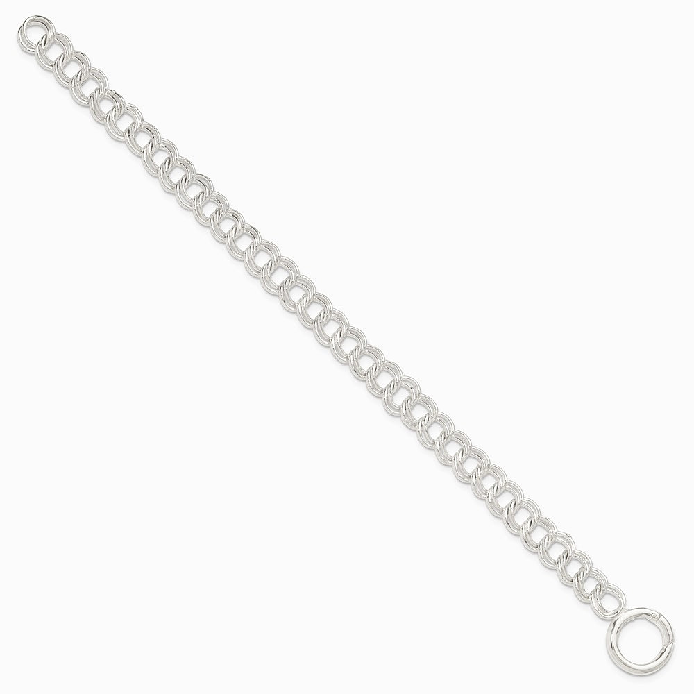 Sterling Silver Polished Double Link 7in Charm Bracelet - Product Photo