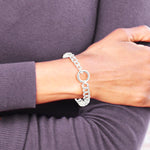 Sterling Silver Polished Double Link 7in Charm Bracelet - Product Photo