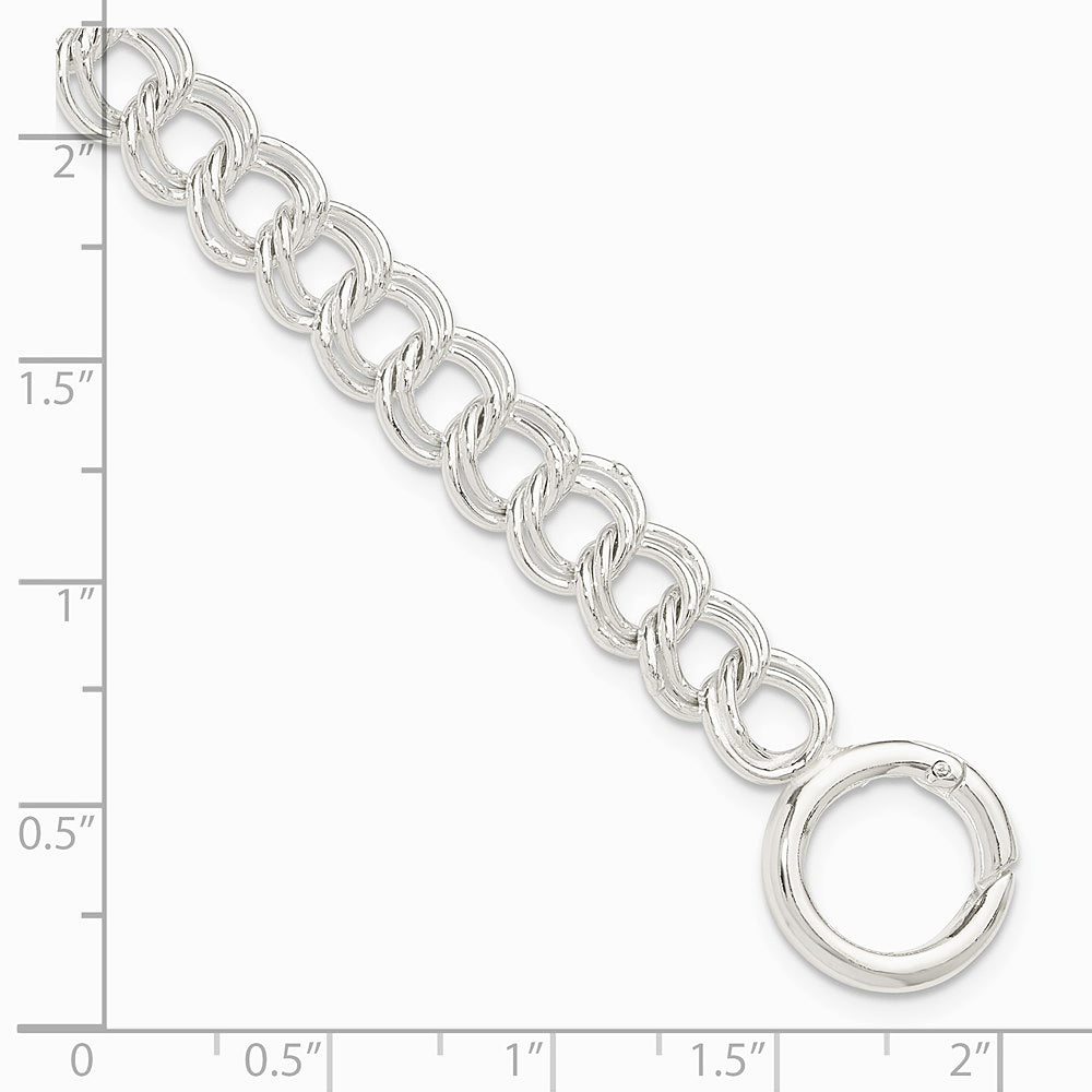 Sterling Silver Polished Double Link 7in Charm Bracelet - Product Photo
