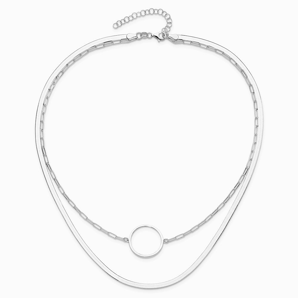 Sterling Silver Rhodium-plated 2 Strand 16in with 2in ext Necklace - Product Photo