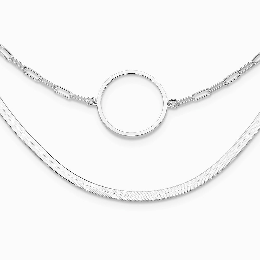 Sterling Silver Rhodium-plated 2 Strand 16in with 2in ext Necklace - Product Photo