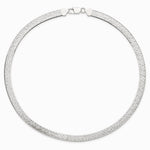 Sterling Silver Polished and Textured 8mm Flat Herringbone 18in Necklace - Product Photo
