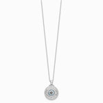 Sterling Silver Rh-plated Created Blue Spinel and CZ Evil Eye 18in Necklace - Product Photo