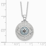 Sterling Silver Rh-plated Created Blue Spinel and CZ Evil Eye 18in Necklace - Product Photo