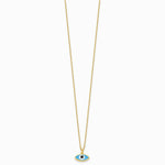 Sterling Silver Gold-plated Enamel Evil Eye with 1in ext. Necklace - Product Photo
