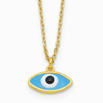 Sterling Silver Gold-plated Enamel Evil Eye with 1in ext. Necklace - Product Photo