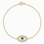 Sterling Silver Gold-plated Glass and Glass Crystal Evil Eye Bracelet - Product Photo