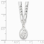 Sterling Silver RH-plated Miraculous Medal Link 16in with 2in ext. Necklace - Product Photo