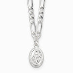 Sterling Silver RH-plated Miraculous Medal Link 16in with 2in ext. Necklace - Product Photo