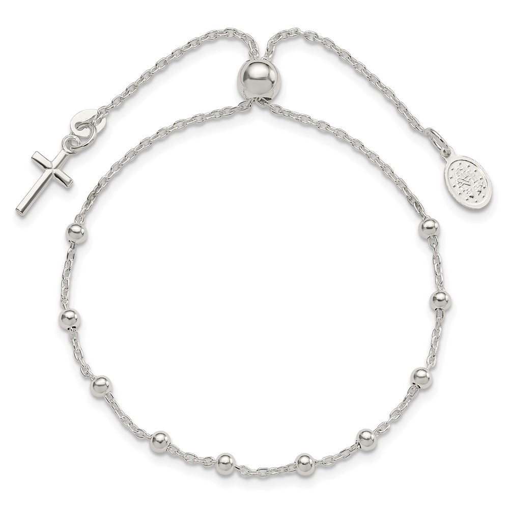 Sterling Silver Adjustable Rosary Bracelet - Product Photo