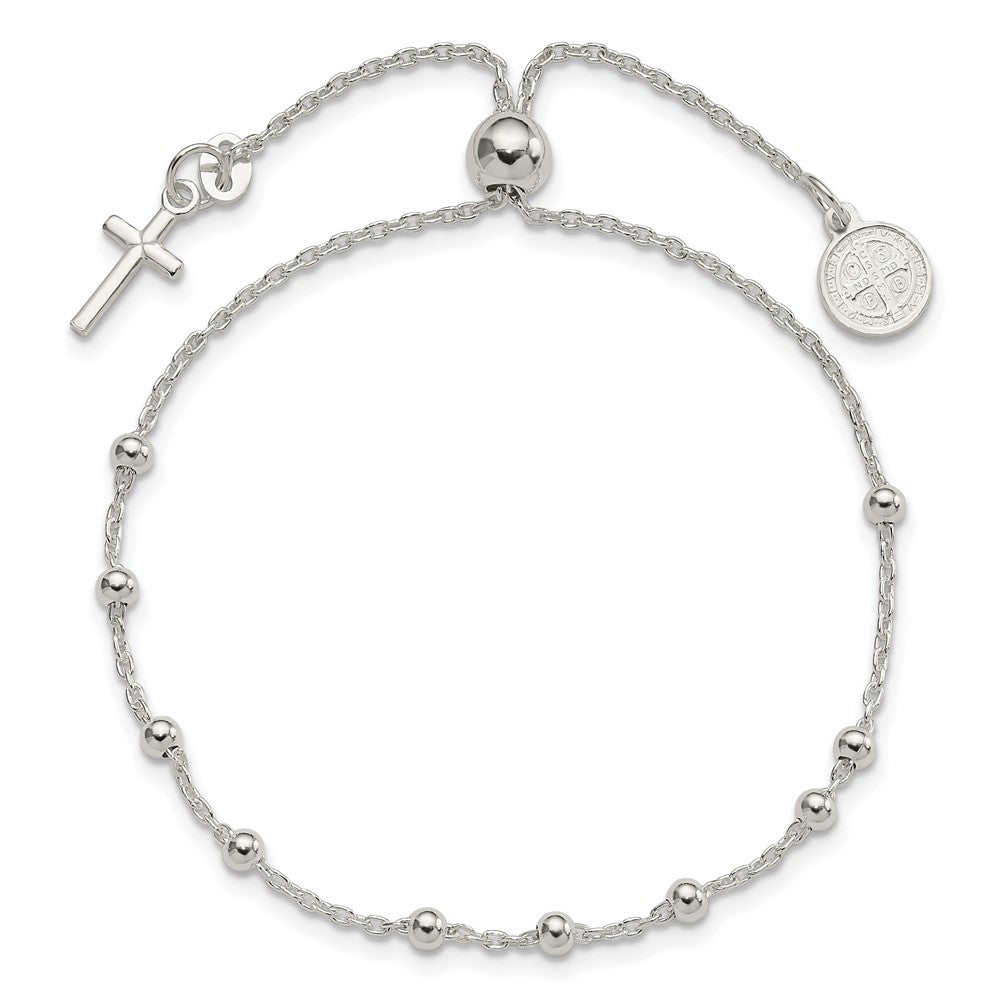 Sterling Silver St. Benedict Adjustable Rosary Bracelet - Product Photo