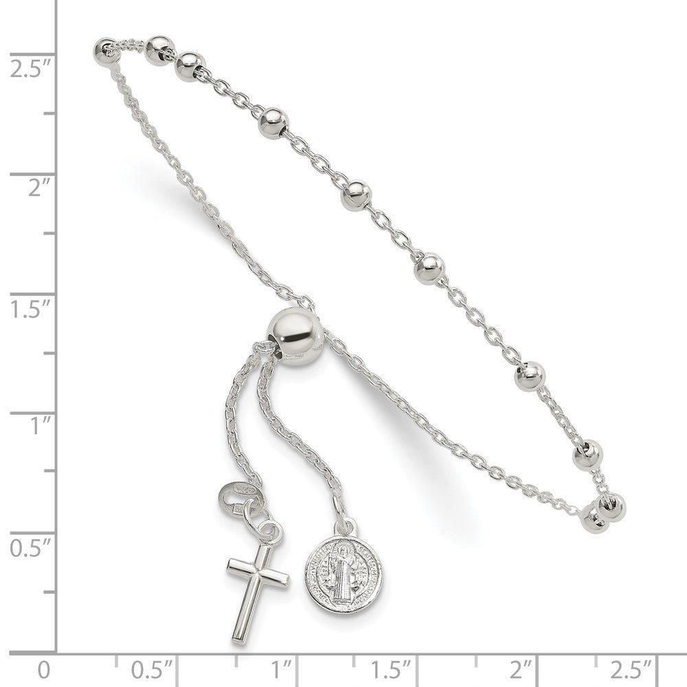 Sterling Silver St. Benedict Adjustable Rosary Bracelet - Product Photo