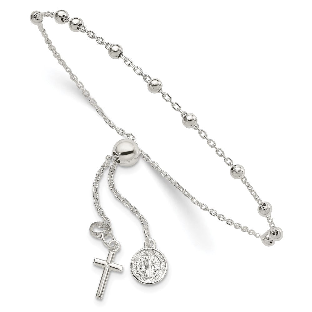 Sterling Silver St. Benedict Adjustable Rosary Bracelet - Product Photo
