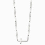 Sterling Silver E-Coated Cross Paperclip Link with 2 in ext Necklace - Product Photo