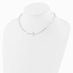 Sterling Silver E-Coated Cross Paperclip Link with 2 in ext Necklace - Product Photo
