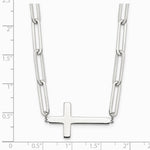Sterling Silver E-Coated Cross Paperclip Link with 2 in ext Necklace - Product Photo
