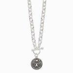 Sterling Silver Oxidized Dangle GUARDIAN ANGEL Toggle Clasp Necklace - Product Photo