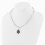 Sterling Silver Oxidized Dangle GUARDIAN ANGEL Toggle Clasp Necklace - Product Photo
