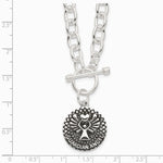 Sterling Silver Oxidized Dangle GUARDIAN ANGEL Toggle Clasp Necklace - Product Photo