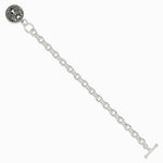 Sterling Silver Oxidized Dangle GUARDIAN ANGEL Toggle Clasp Bracelet - Product Photo