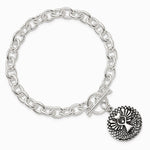 Sterling Silver Oxidized Dangle GUARDIAN ANGEL Toggle Clasp Bracelet - Product Photo
