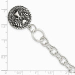 Sterling Silver Oxidized Dangle GUARDIAN ANGEL Toggle Clasp Bracelet - Product Photo