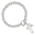 Sterling Silver E-Coated Double Open Cross Toggle Bracelet - Product Photo