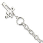 Sterling Silver E-Coated Double Open Cross Toggle Bracelet - Product Photo