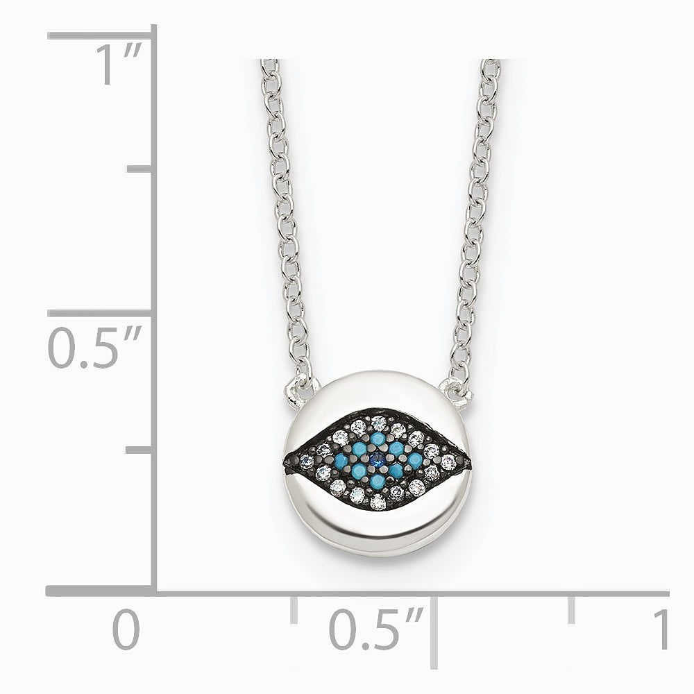 Sterling Silver Multi Color CZ Evil Eye 16in with 2in ext Necklace - Product Photo