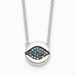Sterling Silver Multi Color CZ Evil Eye 16in with 2in ext Necklace - Product Photo