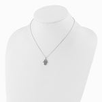 Sterling Silver RH-plate CreatedBlue Spinel and CZ Hamsa Bracelet/Necklace Set - Product Photo