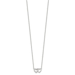 Sterling Silver E-Coating CZ Double Heart 16in w/2in ext Necklace - Product Photo