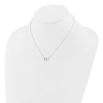 Sterling Silver E-Coating CZ Double Heart 16in w/2in ext Necklace - Product Photo