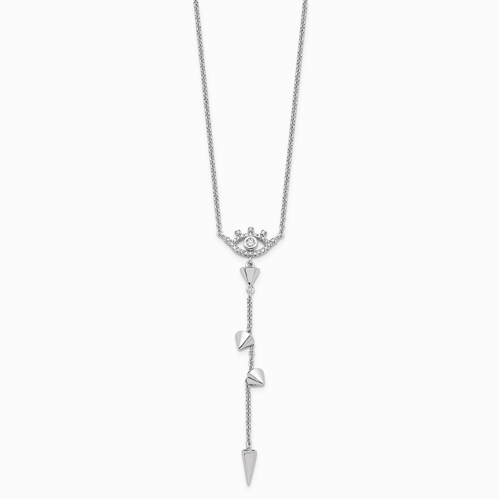 Pure Fire Sterling Silver Rhodium-plated Evil Eye CZ 18in with 2in ext Necklac - Product Photo